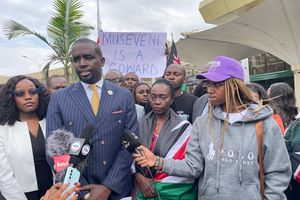 Martha Karua at JKIA 