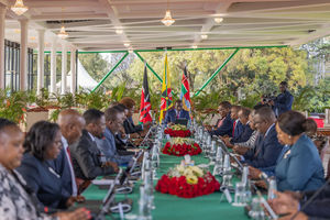 President William Ruto chairs a past Cabinet meeting. 