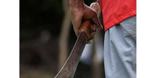 A man carrying a machete.