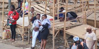 Stranded commuters at Githurai Roundabout