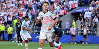 Belgium's Charles De Ketelaere celebrates