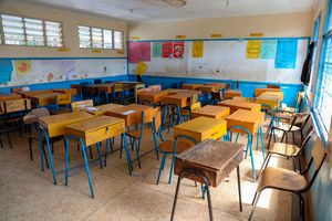 An empty classroom at Moi Avenue Primary School 