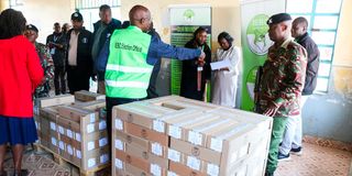IEBC officials inspect election materials at Ol Kalou