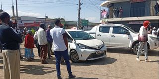 Groups of youths at AC Primary polling station gate in Ol Kalou