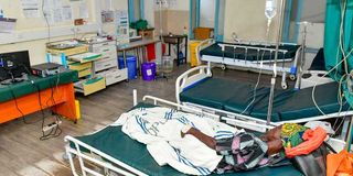 patient lies unattended in the emergency unit at Kisumu County Referral Hospital 