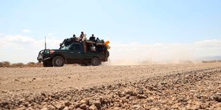 Land Cruiser along The Isiolo - Garba Tula Road
