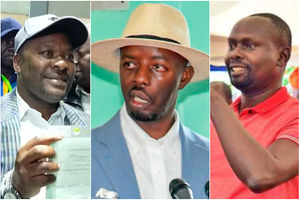 Imran Okoth, Raila Junior and Kibra MP Peter Orero.