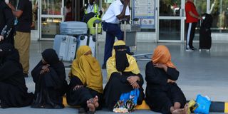 Passengers at the Moi International Airport