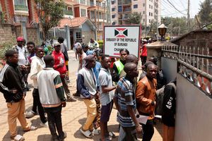 Burundians outside the Embassy of Burundi Chancery in Nairobi. 