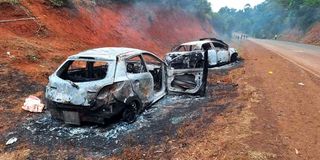 Burnt cars
