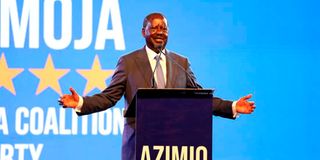 Raila Odinga during the Azimio Manifesto launch.