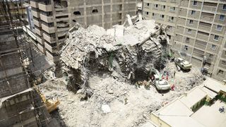 collapsed building in Eastleigh aerial view