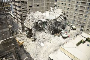 collapsed building in Eastleigh aerial view
