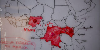 ebola map africa