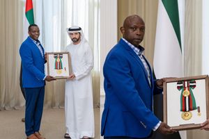 Flydubai cabin crew members David Kimotho and John Muchina