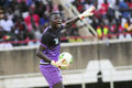 Harambee Stars goalkeeper Patrick Matasi gestures 